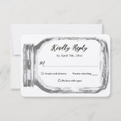 カントリー素朴バーラップメイスンジャークラフトウェディングRSVP 出欠カード (正面)