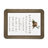 カントリー素朴バーラップモノグラムツリー日付を保存 マグネット (横)