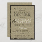 カントリー素朴バーラップリハーサルディナー 招待状 (正面/裏面)