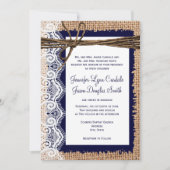 カントリー素朴バーラップレースのトウィンドウェディングへの招待 招待状 (正面)