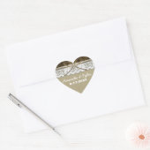 カントリー素朴バーラップレース結婚式の引き出物シール ハートシール (封筒)