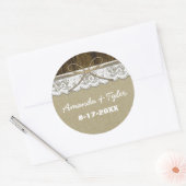 カントリー素朴バーラップレース結婚式の引き出物シール ラウンドシール (封筒)