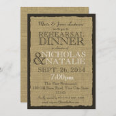 カントリー素朴バーラップ5x7リハーサルディナー 招待状 (正面/裏面)
