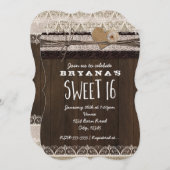 カントリー素朴バーラップ&レーススウィート16招待状 招待状 (正面/裏面)