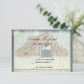 カントリー素朴バーンウェディングRSVPカード 出欠カード (スタンド正面)