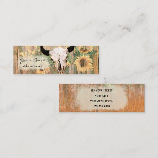 カントリー素朴バーンウエスタンブルスカルサンフラワーズ スキニー名刺 (正面/裏面)