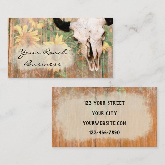 カントリー素朴バーンウエスタンブルスカルサンフラワーズ 名刺 (正面/裏面)