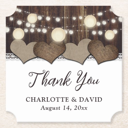 カントリー素朴バーンウッドバーラップレースランタン ペーパーコースター (正面)