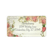 カントリー素朴バーンウッドピンクローズ差出人住所 ラベル (正面)