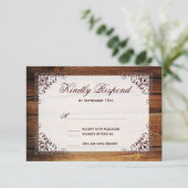 カントリー素朴バーンウッドフレームウェディングRSVPカード 出欠カード (スタンド正面)