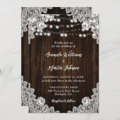 カントリー素朴バーンウッドフローラレース結婚ズ 招待状 (正面/裏面)