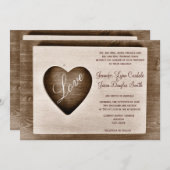 カントリー素朴バーンウッドラブハートウェディング招待 招待状 (正面/裏面)