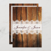 カントリー素朴バーンウッドレース結婚式招待状 招待状 (正面/裏面)