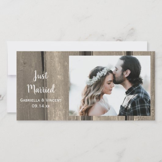 カントリー素朴バーンウッド結婚ズたった今結婚しました 案内状 (正面)