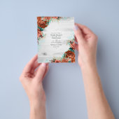 カントリー素朴バーンコーラルアンドティール(緑がかった色)フローラズ結婚 チラシ (手)