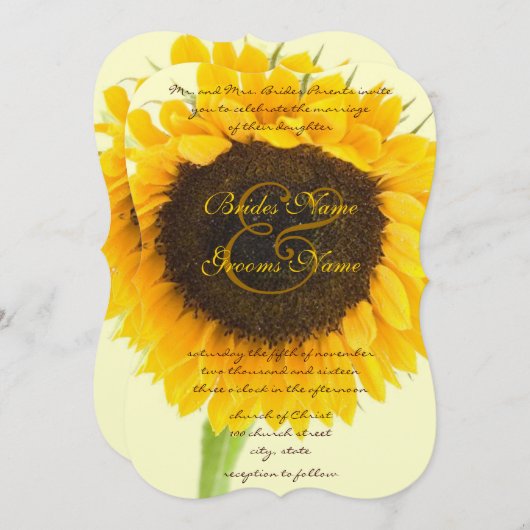 カントリー素朴バーンサンフラワー結婚式招待状 招待状 (正面/裏面)