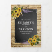 カントリー素朴バーンドワイルドフラワー結婚ズ 三つ折り招待状 (カバー)