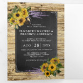 カントリー素朴バーンドワイルドフラワー結婚ズ 三つ折り招待状 (内部最初)