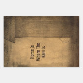 カントリー素朴バーンブラウンヴィンテージテクスチャフレーズ ラッピングペーパーシート (正面)