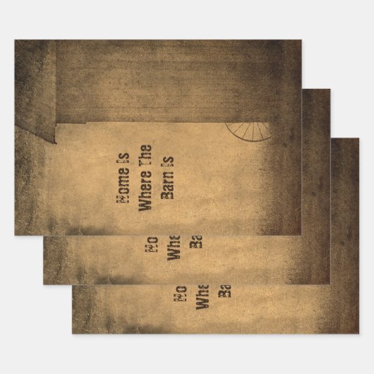 カントリー素朴バーンブラウンヴィンテージテクスチャフレーズ ラッピングペーパーシート (セット)