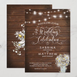 カントリー素朴バーンメイソンジャールデイジーベアフットブライド™ 招待状