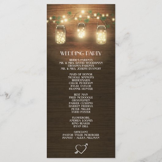 カントリー素朴バーンメイソンジャー結婚式 プログラム (裏面)