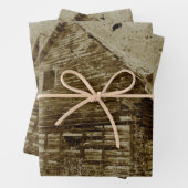 カントリー素朴バーンヴィンテージセピアテクスチャ ラッピングペーパーシート (インサイチュ)
