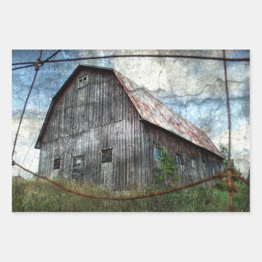 カントリー素朴バーンヴィンテージテクスチャの切り離し ラッピングペーパーシート (正面3)