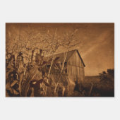 カントリー素朴バーンヴィンテージブラウンファームテクスチャ ラッピングペーパーシート (正面2)