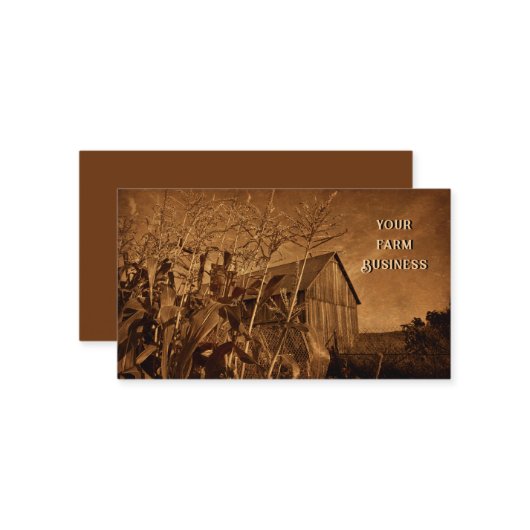 カントリー素朴バーンヴィンテージブラウンファームテクスチャ 名刺 (正面/裏面インサイチュ)