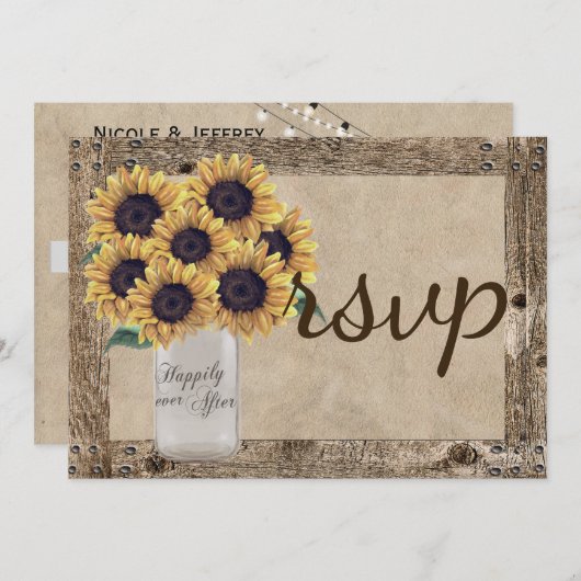 カントリー素朴バ結婚ンズサンフラワーメイソンジャー (正面/裏面)