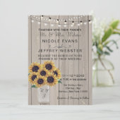 カントリー素朴バ結婚ンズサンフラワーメイソンジャー 招待状 (スタンド正面)