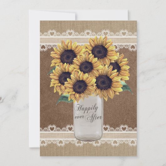 カントリー素朴バ結婚ーのヒマワリのメイソンカード 招待状 (裏面)