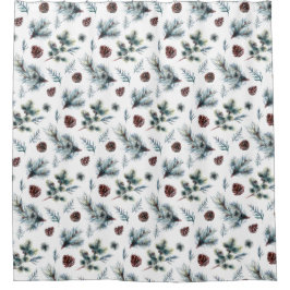 カントリー素朴パインコーンと松の枝 | シャワーカーテン