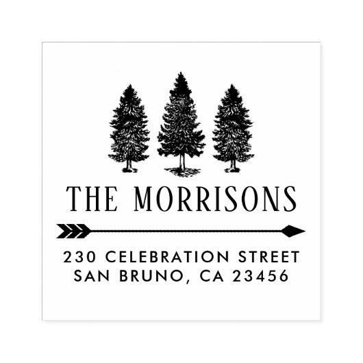 カントリー素朴パインズファミリーネーム差出人住所 ラバースタンプ (インプリント)