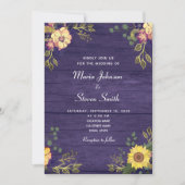 カントリー素朴パープルフローラ結婚式招待状 招待状 (正面)