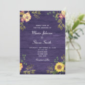 カントリー素朴パープルフローラ結婚式招待状 招待状 (スタンド正面)