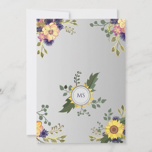 カントリー素朴パープルフローラ結婚式招待状 招待状 (裏面)