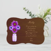 カントリー素朴パープルメイソンジャールメイド・オブ・オーナー(花嫁付き添い人)カード 招待状 (スタンド正面)