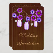 カントリー素朴パープルメイソンジャー結婚式招待状 招待状 (正面/裏面)