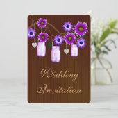 カントリー素朴パープルメイソンジャー結婚式招待状 招待状 (スタンド正面)