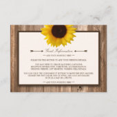 カントリー素朴ヒマワリとブラウン結婚ウッド エンクロージャーカード (正面)