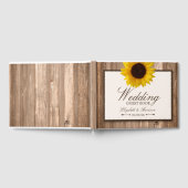 カントリー素朴ヒマワリとブラウン結婚ウッド ゲストブック (全面)