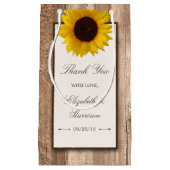 カントリー素朴ヒマワリとブラウン結婚ウッド スモールペーパーバッグ (正面)