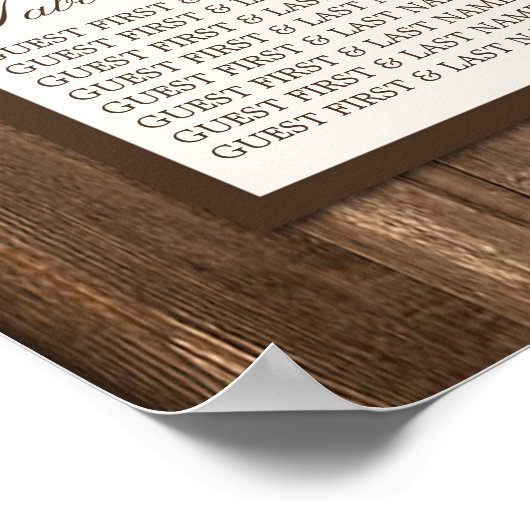 カントリー素朴ヒマワリとブラウン結婚ウッド ポスター (角)