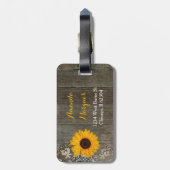 カントリー素朴ヒマワリとレースの荷札 ラゲッジタグ (裏面縦)