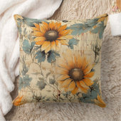 カントリー素朴ヒマワリみすぼらしいシックな花フローラ クッション (ブランケット)