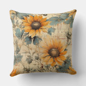カントリー素朴ヒマワリみすぼらしいシックな花フローラ クッション (裏面)