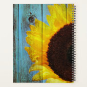 カントリー素朴ヒマワリティール（緑がかった色）ウッドパーソナライズされた プランナー手帳 (裏面)