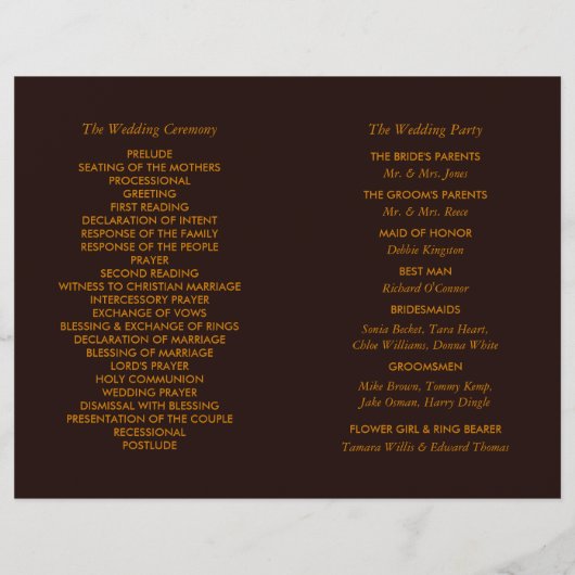 カントリー素朴ヒマワリフローラ結婚式 プログラム (裏面)